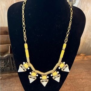 Statement necklace, yellow, black while.
